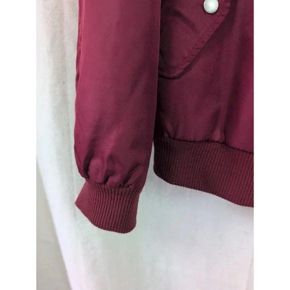 Brooklyn Cloth Mens Bomber Jacket Burgundy Maroon Quilted Orange Lining Large - Picture 5 of 16